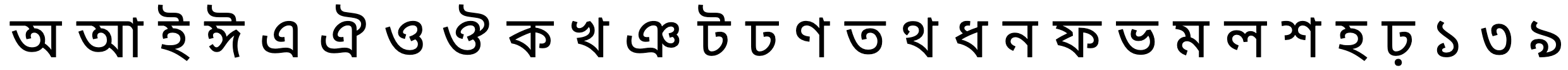 অ আ ই ঈ এ ঐ ও ঔ ক খ ঞ ট ঢ ণ ত থ ধ ন ফ ভ ম ল শ হ ঢ় ১ ৩ ৯
